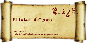 Milotai Ágnes névjegykártya